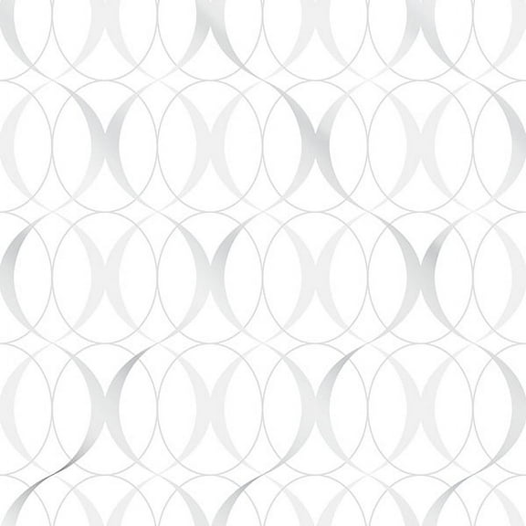 NuWallpaper Circulate Light Silver Vinyl Peel And Stick Wallpaper, 216-in by 20.5-in, 30.75 sq. ft.