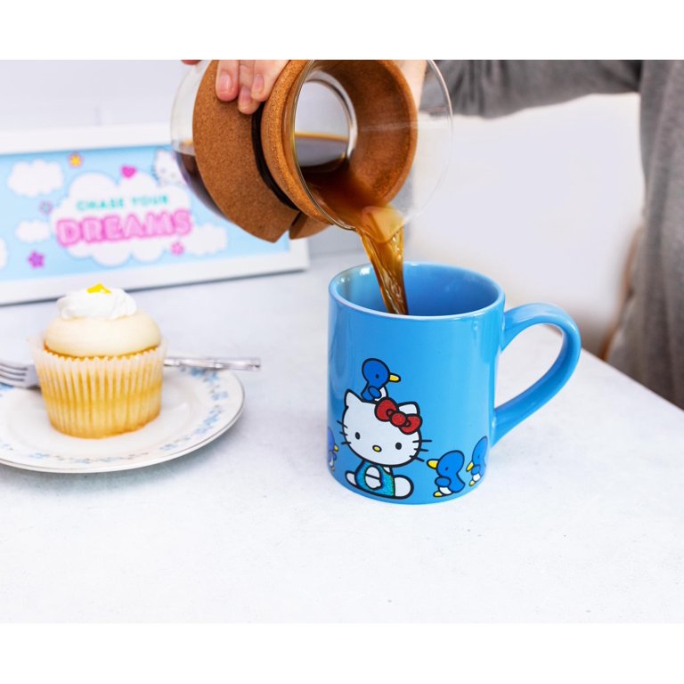 Hello Kitty 14 Ounce Ceramic Glitter Mug Blue