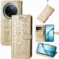 thumbnail image 1 of Étui Rabattable pour FOXDOCK Vivo Y300 Pro, Chat et Chien en Cuir PU Embossé avec Fentes pour Cartes, Support, 1 of 6