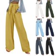 thumbnail image 6 of SNKSDGM Women's Plus Women's Pants Casual Linen Pants for Women Jeans Womens Casual Solid Color Loose Pockets Elastic Belt Waist Pants Long Trousers, 6 of 6