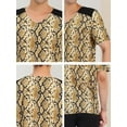 thumbnail image 6 of INSPIRE CHIC Men's Leopard Printed T-Shirt V Neck Short Sleeves Top 2XL Snake Print, 6 of 6