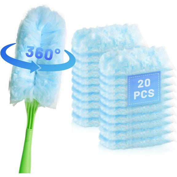 20 Count Duster Refills,Heavy Duty Multi Surface Duster Replacement with 1 Extra Handle for Cleaning Furniture,Blinds,Ceiling Fans and Car