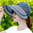 thumbnail image 4 of Fashion Straw Wide Brim Button Cap Collapsible Sun Hat Beach Face Shade Hat Dual-purpose Empty Top Hat Women's Sun Hat BEIGE, 4 of 8