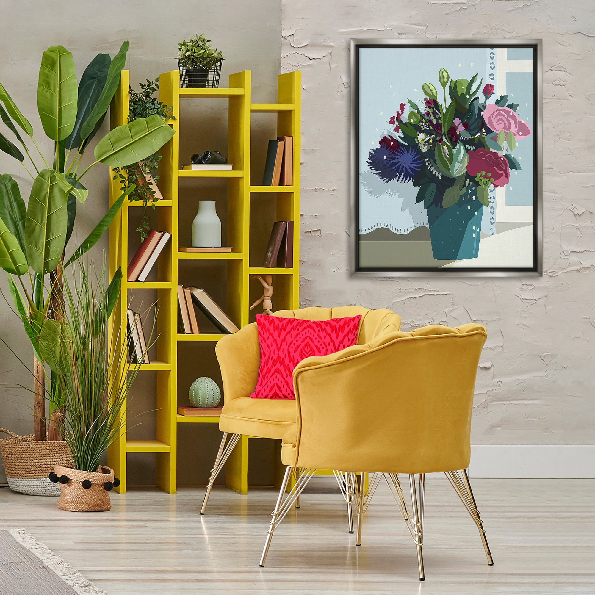 Stupell Industries After The Wedding Bouquet Plants & Flowers Painting Gray Floater Framed Canvas Art Print Wall Art, 25 x 31
