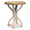 thumbnail image 1 of COZAYH Round Rustic Wood Accent Tray Top Nightstand Side Table, White Curved Legs, 1 of 12