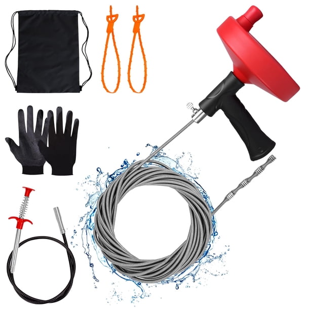Desatascador Flexible Ginbel Direct 10 m para Plomería - Removedor de Pelo y Atascos en Drenajes
