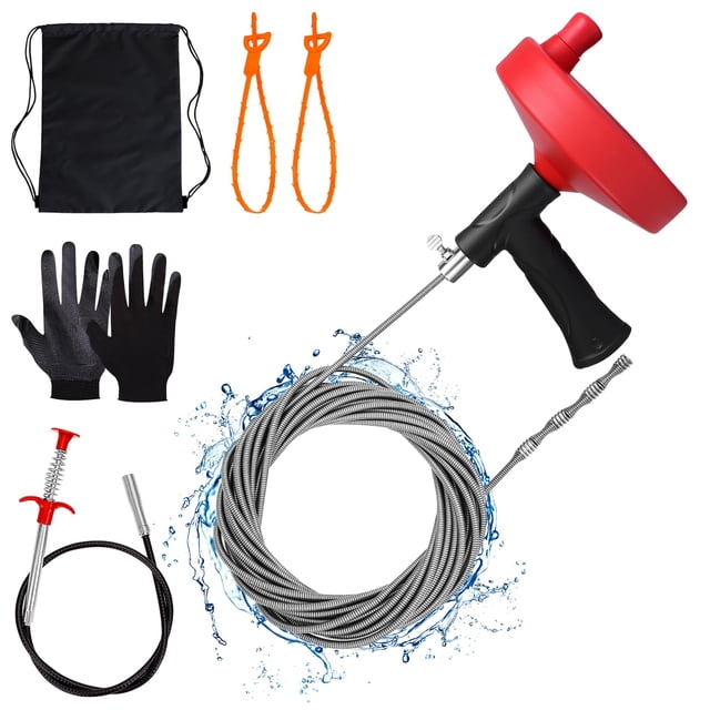 Desatascador Flexible Ginbel Direct 10 m para Plomería - Removedor de Pelo y Atascos en Drenajes