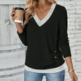 thumbnail image 6 of Lightweight Sweaters for Women Long Sleeve Dressy V Neck Knit Tunic Tops with Decorative Buttons, 6 of 6