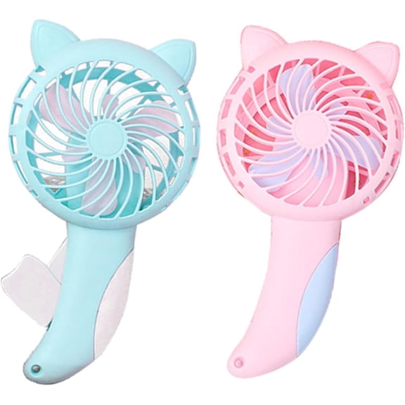 Manual Press Fan, Cartoon Handheld Mini Cooling Fan for Travel & Outdoor