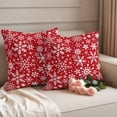 thumbnail image 2 of Christmas Red Outdoor Waterproof Pillow Covers, Winter Snowflakes Xmas New Year Decorative Square Throw Pillowcase Sofa Cushion Sham for Patio/Couch/Chair, 24"x24" 2 Pack, 2 of 8