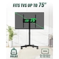 thumbnail image 2 of Mobile Rolling TV Stand on Wheels for 23-75 Inch Flat Screen TVs, Adjustable Height and Tilt Portable TV Cart with 88lbs Capacity and 400x400mm VESA Compatibility, Black, 2 of 8