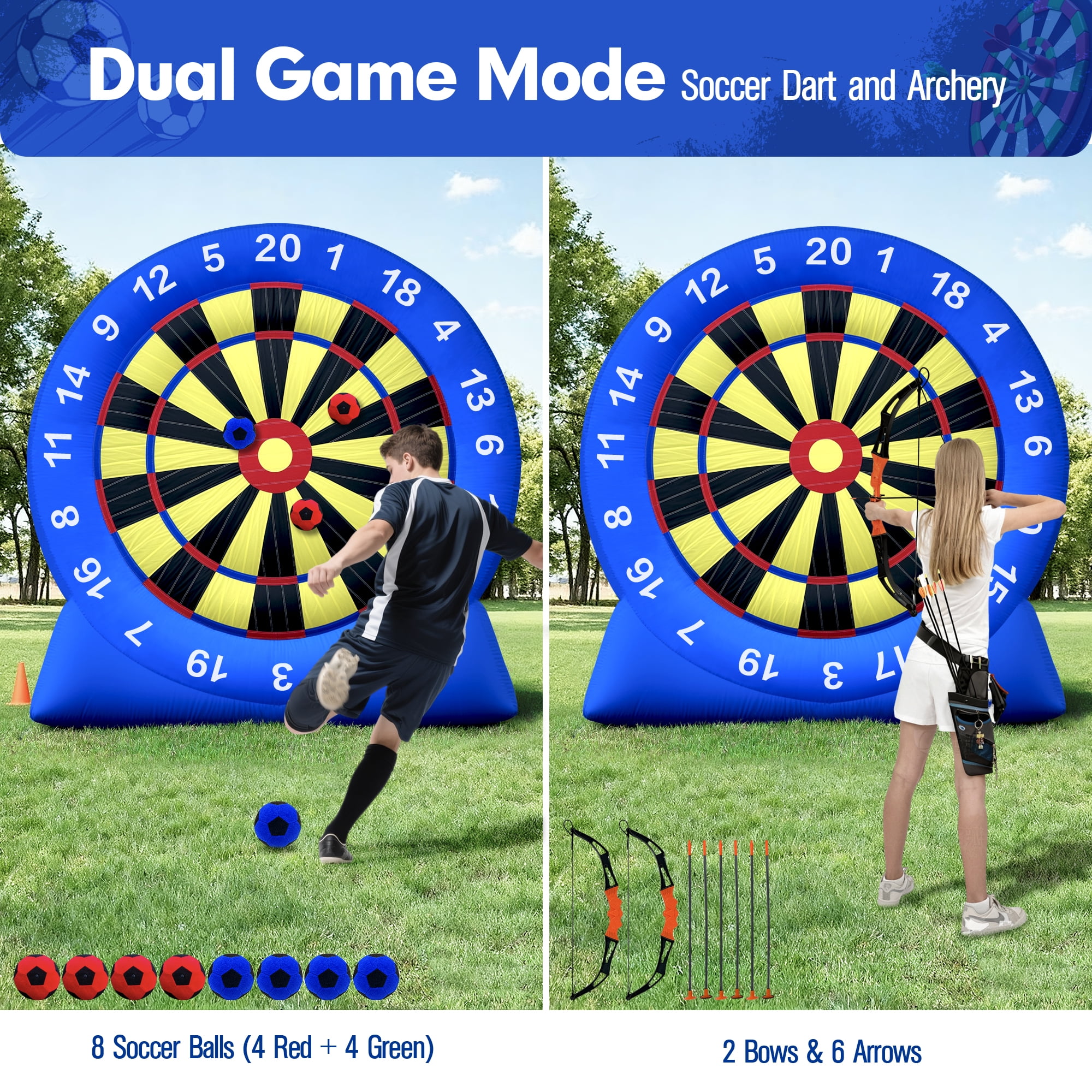 Wellcomer 10FT Inflatable Soccer Dartboard  & Archery Target Game