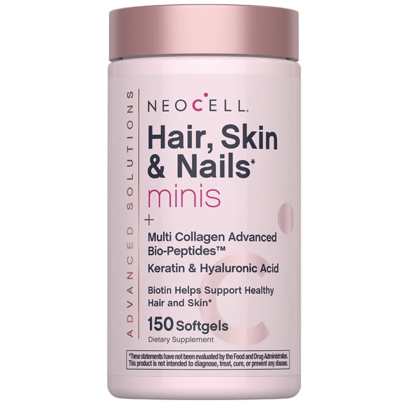 Hair Skin and Nails Vitamins with Collagen | 150 Softgels | Bio-Peptides with Keratin | by NeoCell