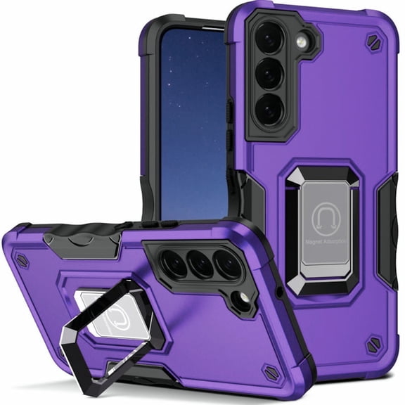 Military Grade Shockproof Hybrid Armor Case with Ring Grip for Samsung Galaxy S23 - Purple