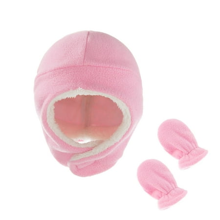 

TUOBARR Toddler Girl&boy Baby Infant Kids Winter Solid Color Earmuffs Solid Color Fleece Warm Hat And Gloves Two-piece Set