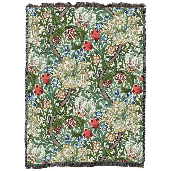Pure Country Weavers William Morris Golden Lily Blanket - Arts & Crafts - Tapestry Throw Woven from Cotton - Made in The USA (72x54)