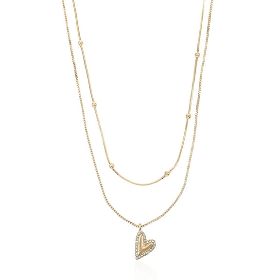 Time and Tru Goldtone Heart Motif Necklace Set, 2 Pieces