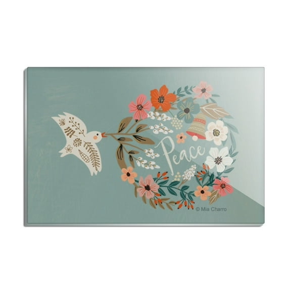 Christmas Peace Wreath Dove Bell Rectangle Acrylic Fridge Refrigerator Magnet