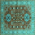 thumbnail image 1 of Ahgly Company Indoor Square Oriental Turquoise Blue Industrial Area Rugs, 6' Square, 1 of 4