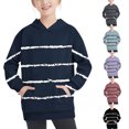 thumbnail image 2 of Utoimkio Toddler Boy Girls Striped Print Long Sleeve Hoodie Sweatshirt Pullover Tops Casual Loose Fall Blouses for Kids 4-14 Years, 2 of 7