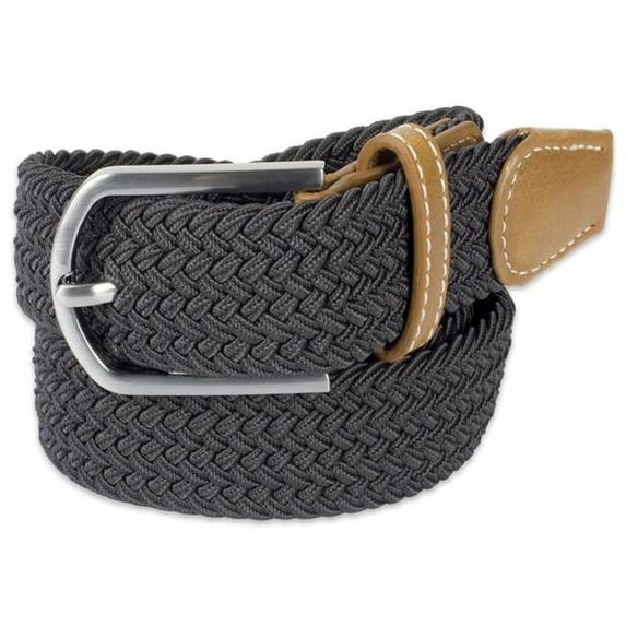 Men Braided Elastic Woven Belt, Grey Xxxxxl