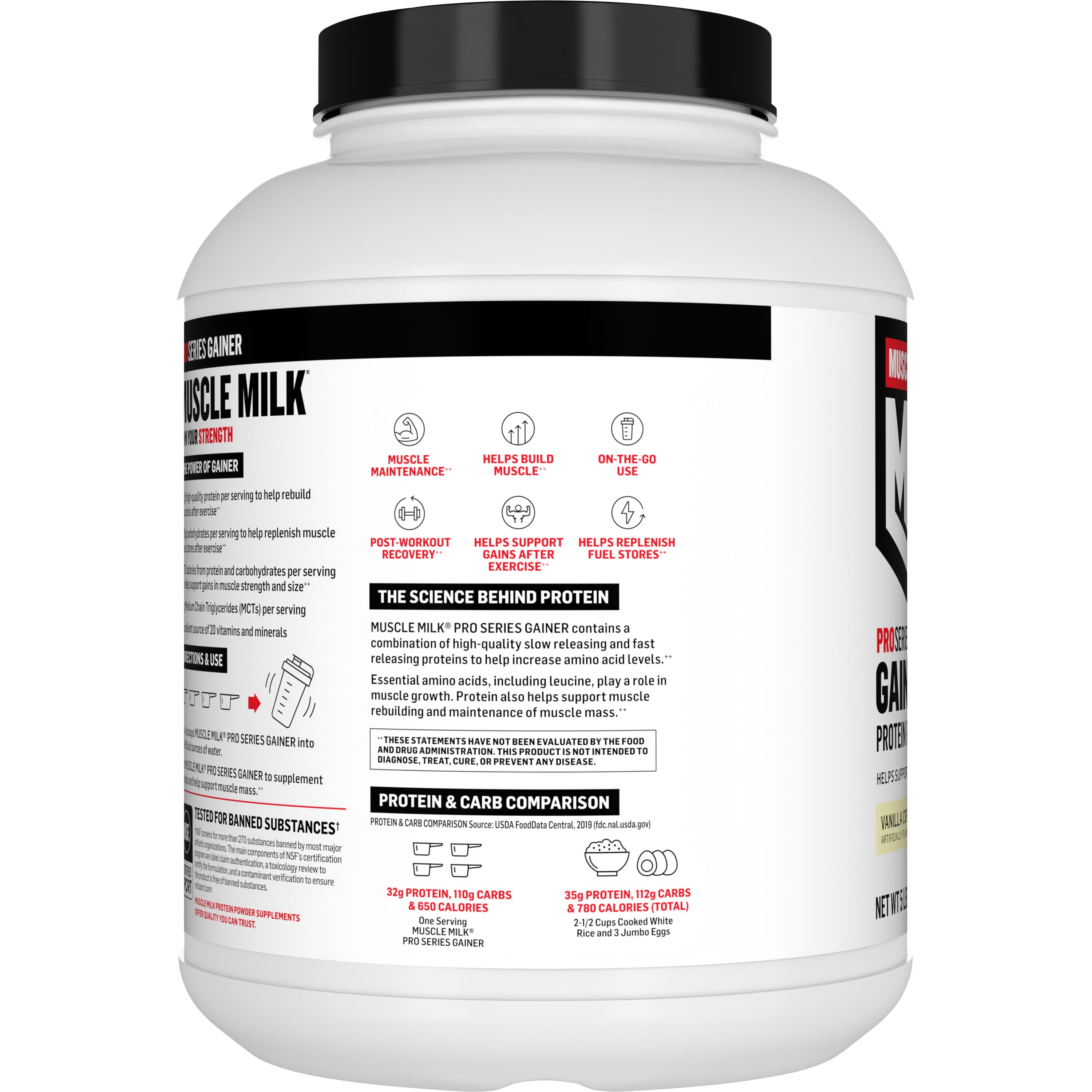 Muscle Milk Gainer Protein Powder, Vanilla Creme, 32g Protein, 5 Pound