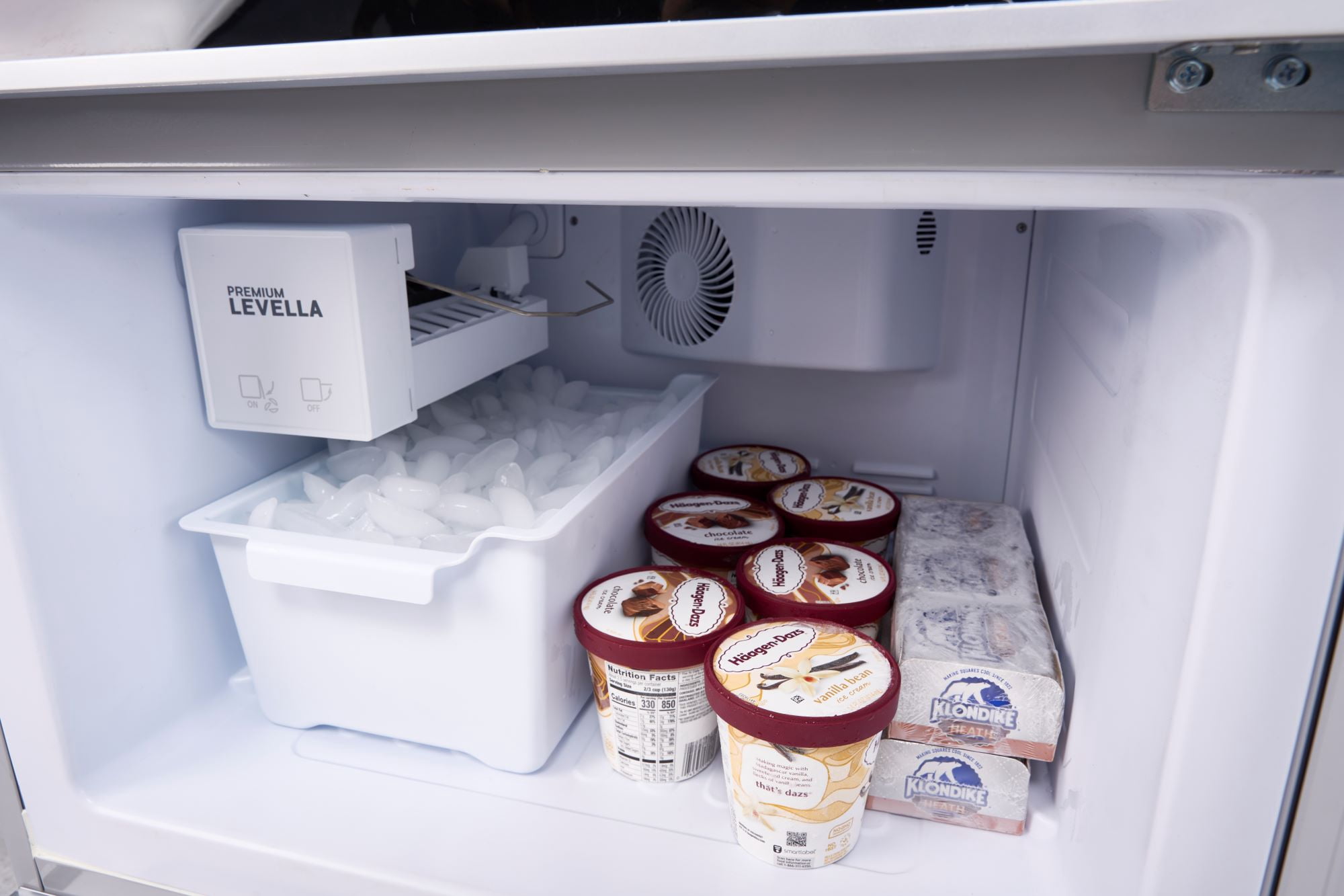 Premium Levella PRFIM1256DX Single Glass Door Merchandiser Refrigerator-Freezer with Automatic Ice Maker Display Beverage Cooler-12.5 cu ft-Silver