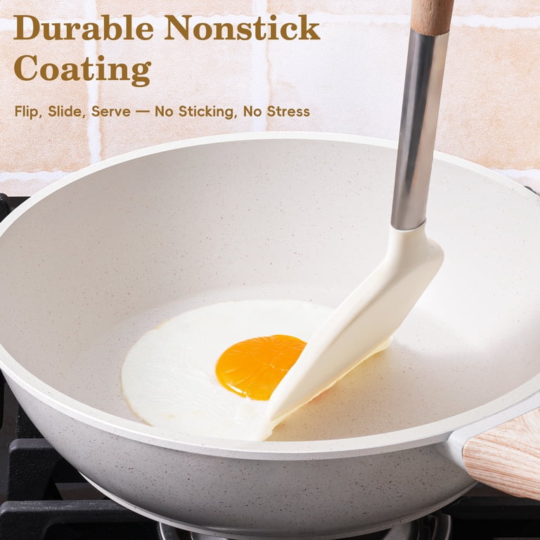Simple Deluxe 12-Piece Nonstick Cookware Set - White Granite, Induction Compatible & Oven Safe