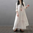 thumbnail image 6 of IDALL Maxi Dresses,Spring Dresses Women's Spring And Autumn Vacation Two Piece Art Flax Loose Sleeve Dress Long Sleeve Dress,Long Dresses,Flowy Dresses White Dress L, 6 of 7