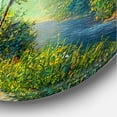 thumbnail image 3 of Designart 'Three Vibrant Green Trees By The River' Lake House Circle Metal Wall Art 23x23 - Disc of 23, 3 of 5