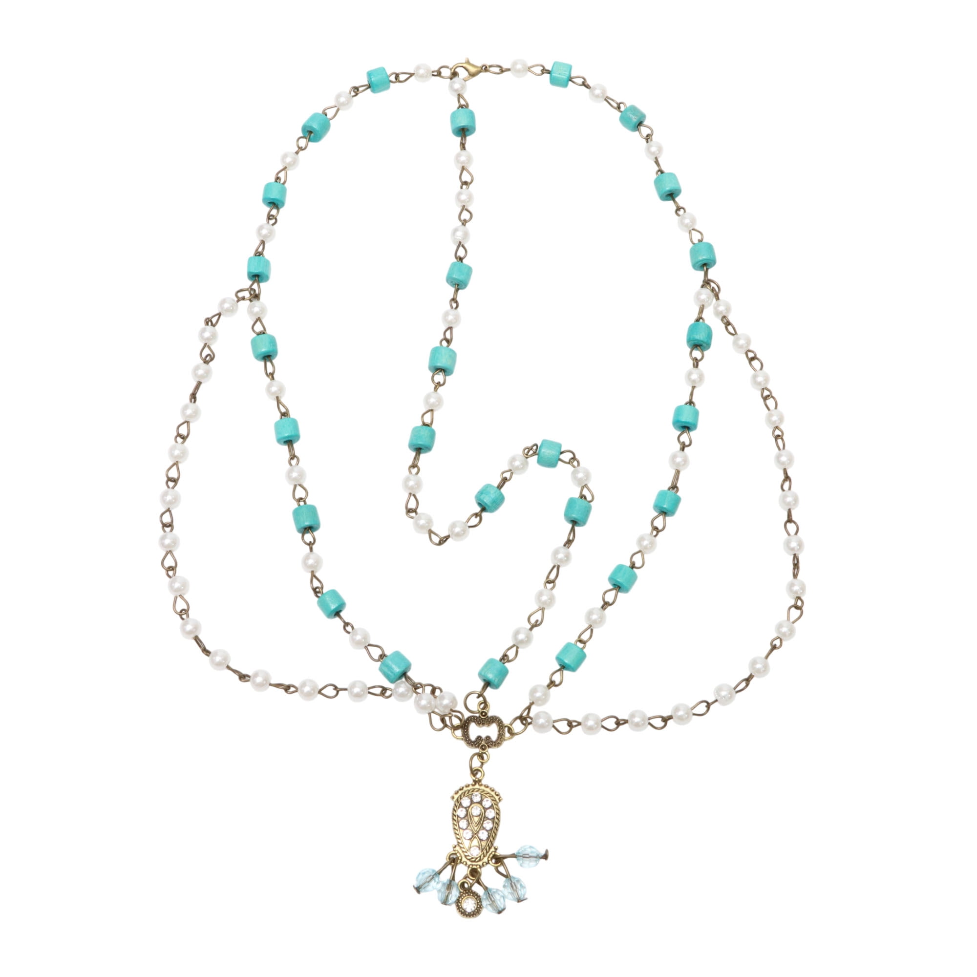 Unique Bargains Elegant Beaded Turquoise Head Chain for Hair Styling 1 Pc Blue