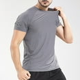 thumbnail image 3 of Lu's Chic Men's Workout Athletic Shirts Quick Dry Active Short Sleeve Summer T-shirt Moisture Wicking Gym Performance Crew Neck Tops Grey X-Large, 3 of 3