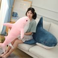 thumbnail image 2 of Peluche de tiburón colorido de 15 a 140 cm, animal de peluche azul, rosa y gris, muñeco suave de ballena, almohada para dormir, regalo kawaii para niños y niñas, 2 of 5