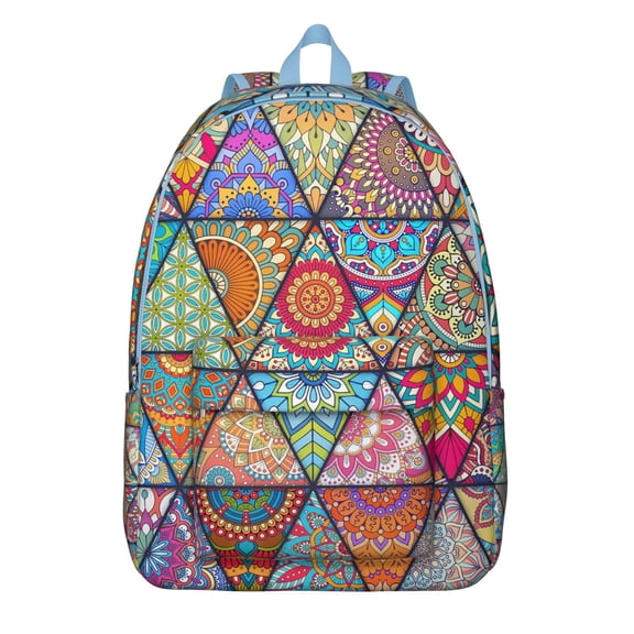 Unisex Boho Bohemian Rucksack, Vintage Style Backpack with Front Pocket, Lightweight Bag for School University Work Commute, Great Gift Choice
