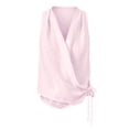 thumbnail image 7 of Womens Tank Tops Side Tie V Neck Loose Fit Cotton Sleeveless Shirts Casual Summer Pink Halter Tops for Women, 7 of 7