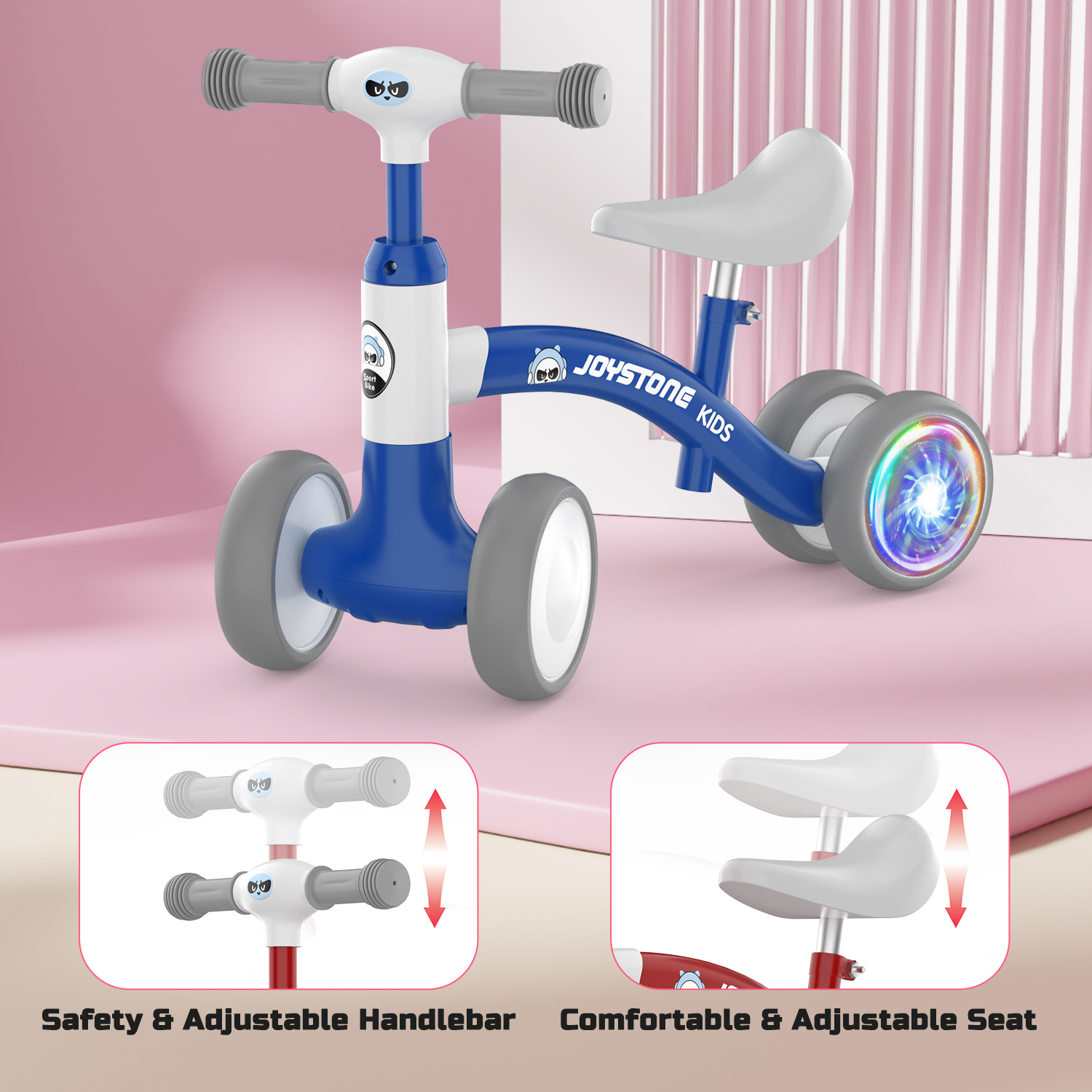 JoyStone Colorful Lighting Baby Balance Bike, Blue photo 6