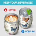 thumbnail image 4 of 12oz Stemless Wine Tumblers Pioneer Flower and Butterfly Vacuum Insulated Stainless Steel Travel Tumbler Cups Mug with Lid and Straw for Champaign,Cocktail,Beer with Cleaning Brush, 4 of 5