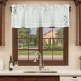 thumbnail image 6 of 2 Pack Valances for Window, Blue Spring Floral Short Curtains for Kitchen Bedroom Living Room, Watercolor Teal Plaid Summer Botanical Rod Pocket Small Window Treatment Valance Drapes 42 x 12 Inch, 6 of 8