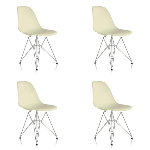 Eiffel Dining Chair with Chrome Base - Cream