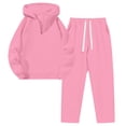 thumbnail image 6 of Zynoxe Womens Two Piece Sweatsuits Sets Casual Solid Color Zipper Hoodies and Wide Leg Pants Lounge Sets Trendy Soft Comfortable Matching Outfit Pink XL, 6 of 6