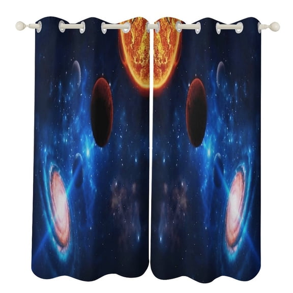 3D Fantasy Starry Sky Galaxy 2 Panels Blackout Curtains for Bedroom Living Room Drapes Kitchen Room Window Curtain Grommet