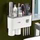 thumbnail image 1 of Organizador de baño Pasta de dientes Dispensador automático Soporte para cepillo de dientes Montado en la pared, Soporte para cepillo de dientes multifuncional Estante de almacenamiento/azul + rosa, 1 of 5