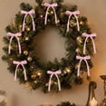 thumbnail image 5 of STPToys 12 Pack Christmas Ribbon Bow Ornaments Pink Pre Tied Bows With Long Tails For Xmas Tree Garland Wreath Staircase Holiday Home Decor, 5 of 6