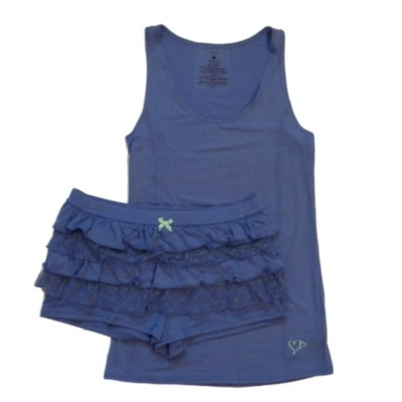 Valentines  Womens Purple Rhumba Shorts & Tank Pajama Set Ruffle Pajamas XS