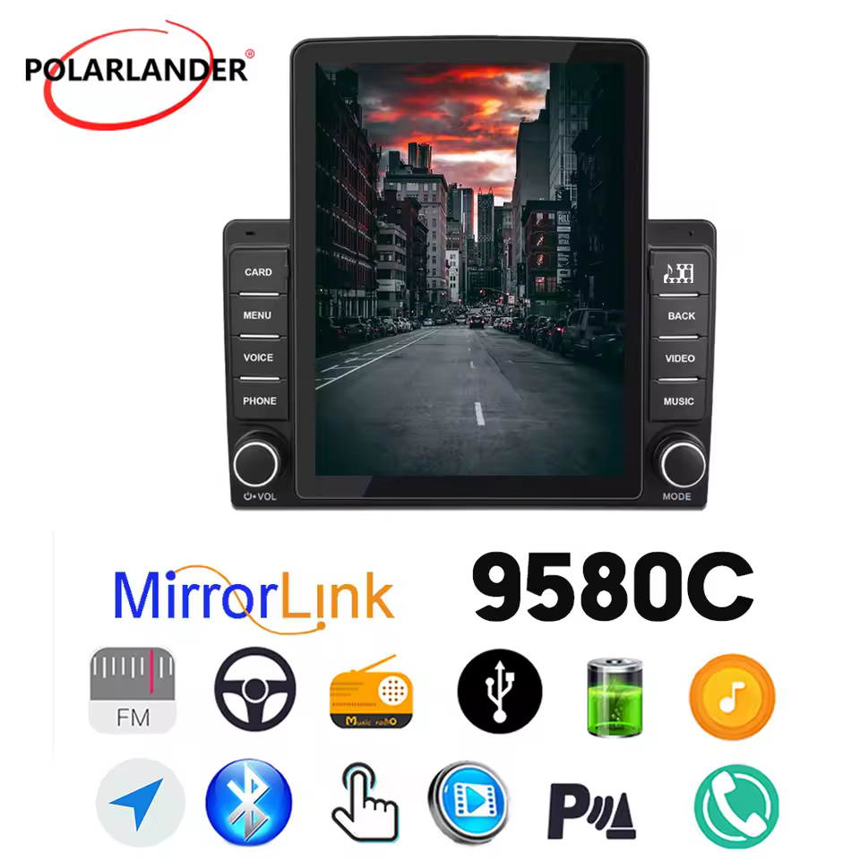 Car Stereo Car Radio Multimedia Player 2 DIN 9.5'' Bluetooth ​IPS Capacitive Touch Screen Built-in carplay/ Android auto