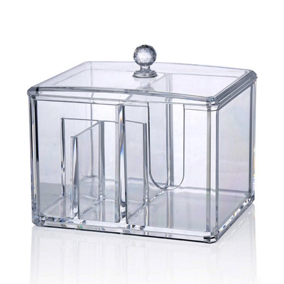 Acrylic Cotton Swab Makeup Box Organizer Make Portable Container Make Up Cotton Pad Holder Cosmetics Organizer