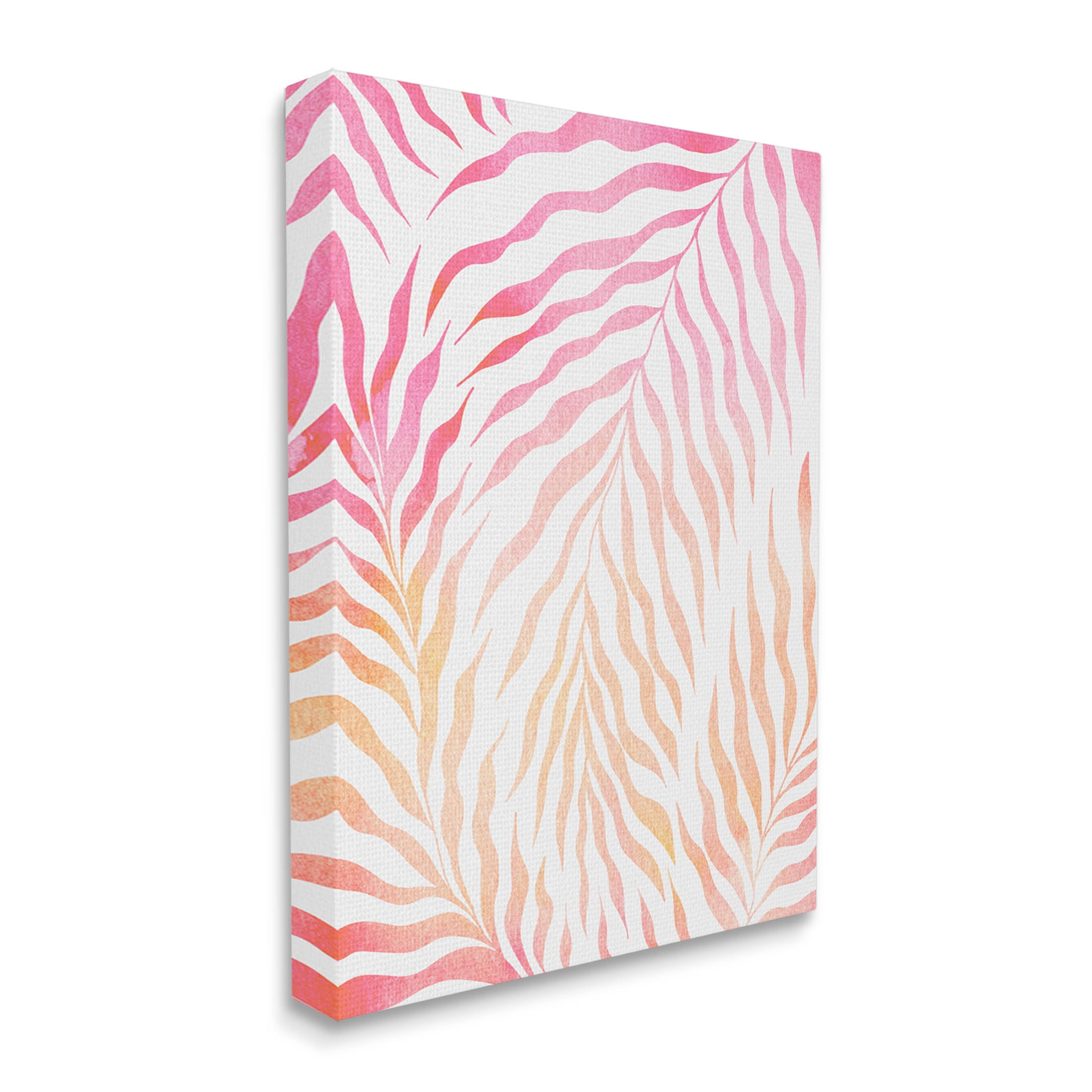 Vivid Pink Wavy Leaves Botanical & Floral Graphic Art Gallery Wrapped Canvas Print Wall Art