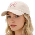 thumbnail image 4 of Baseball Cap AURORADY Trendy Bow Tie Baseball Cap for Women and Men Trucker Hats Adjustable Fashion Sun Hat with Visor for Hiking & Travel, Beige One Size Baseball Caps, 4 of 4