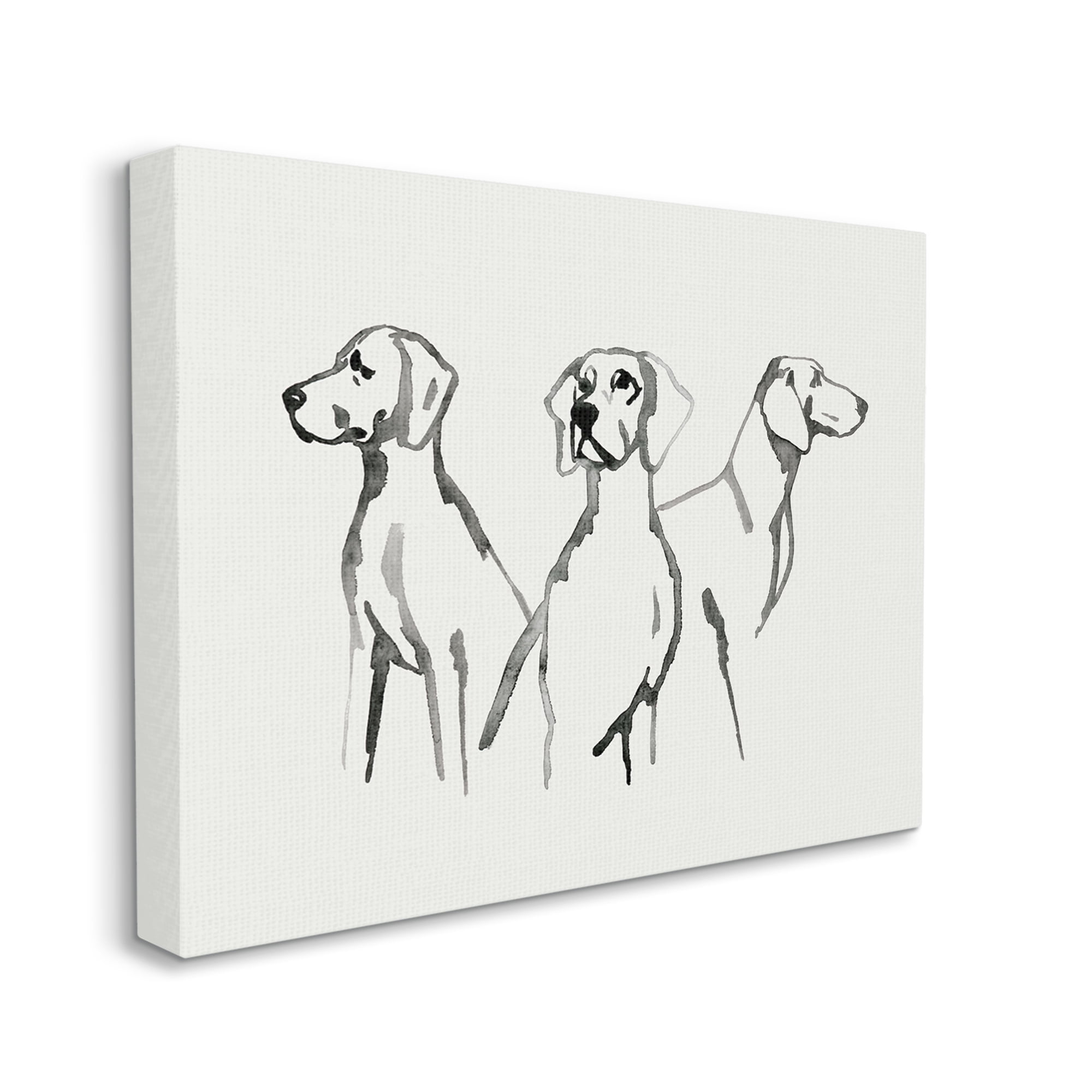 Stupell Industries Trio of Dogs Minimal Black Grey Pet Sketch Canvas Wall Art, 36 x 48, Design by Grace Popp