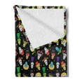 thumbnail image 2 of Sugar Skull Soft Flannel Fleece Blanket, Funny Cheerful Mexican Skulls with Different Hats Flowers and Stars, Cozy Plush for Indoor and Outdoor Use, 70" x 90", Black and Multicolor, by Ambesonne, 2 of 5